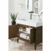 James Martin Vanities Linear 36in Single Vanity, Mid-Century Walnut w/ Glossy White Composite Stone Top 210-V36-WLT-GW